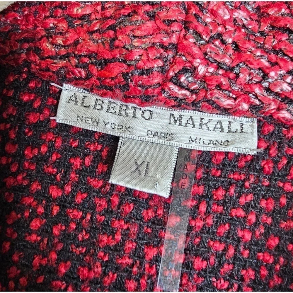 Alberto Makali XL 3/4 sleeve Burgundy Textured Jacket‎ kimono. Designer. Artzy